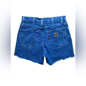 Carhartt Cut Off Denim Jean Shorts Distressed High Rise Size 32x38